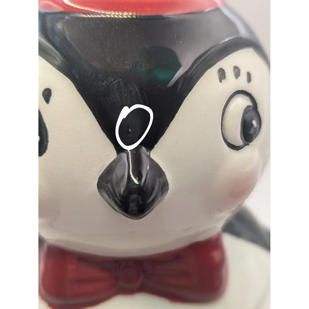 Johanna Parker Carnival Cottage Penguin Christmas Cookie Jar Canister Snug Lid - Picture 6 of 16